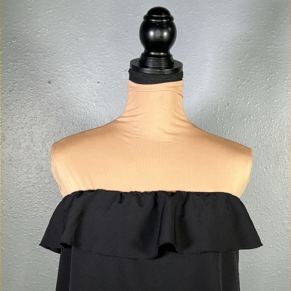 Intimately Free people black ruffle flounce strapless blouse sz XS - Picture 6 of 12